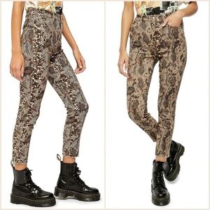 NEW Free People Two Faced Snake Print High Rise Skinny Jeans Sz 25